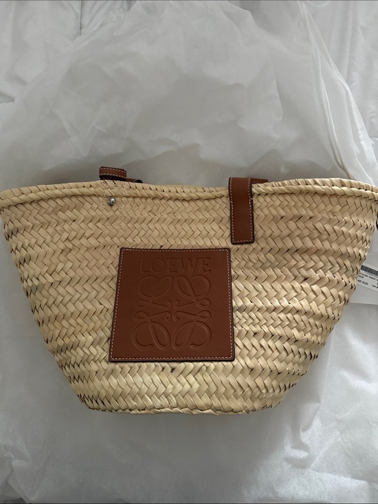 Loewe Handbags - Loewe Natural Straw Tote with Tan Leather Logo Patch